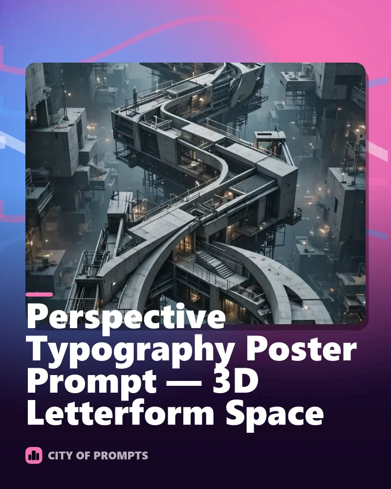 Cover image for Perspective Typography Poster Prompt — 3D Letterform Space