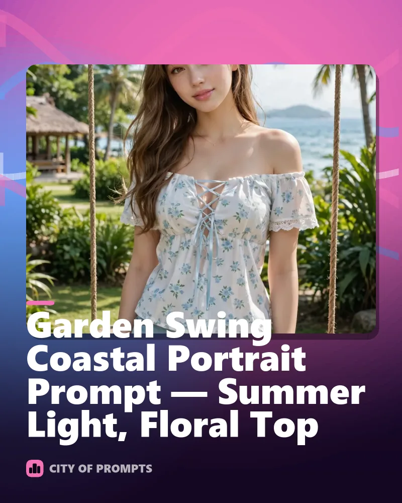 Cover image for Garden Swing Coastal Portrait Prompt — Summer Light, Floral Top