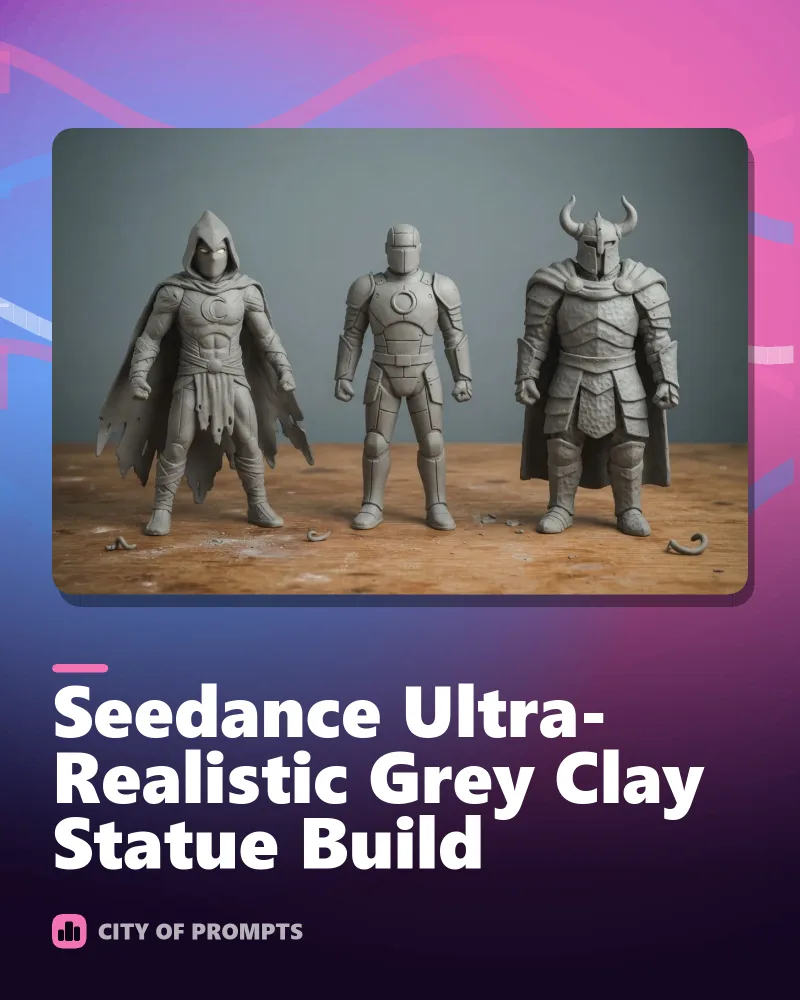 Cover image for Seedance Ultra-Realistic Grey Clay Statue Build