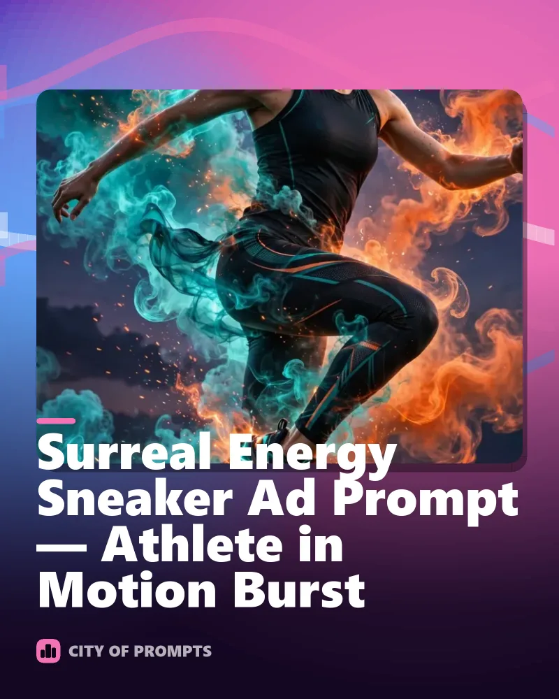 Cover image for Surreal Energy Sneaker Ad Prompt — Athlete in Motion Burst