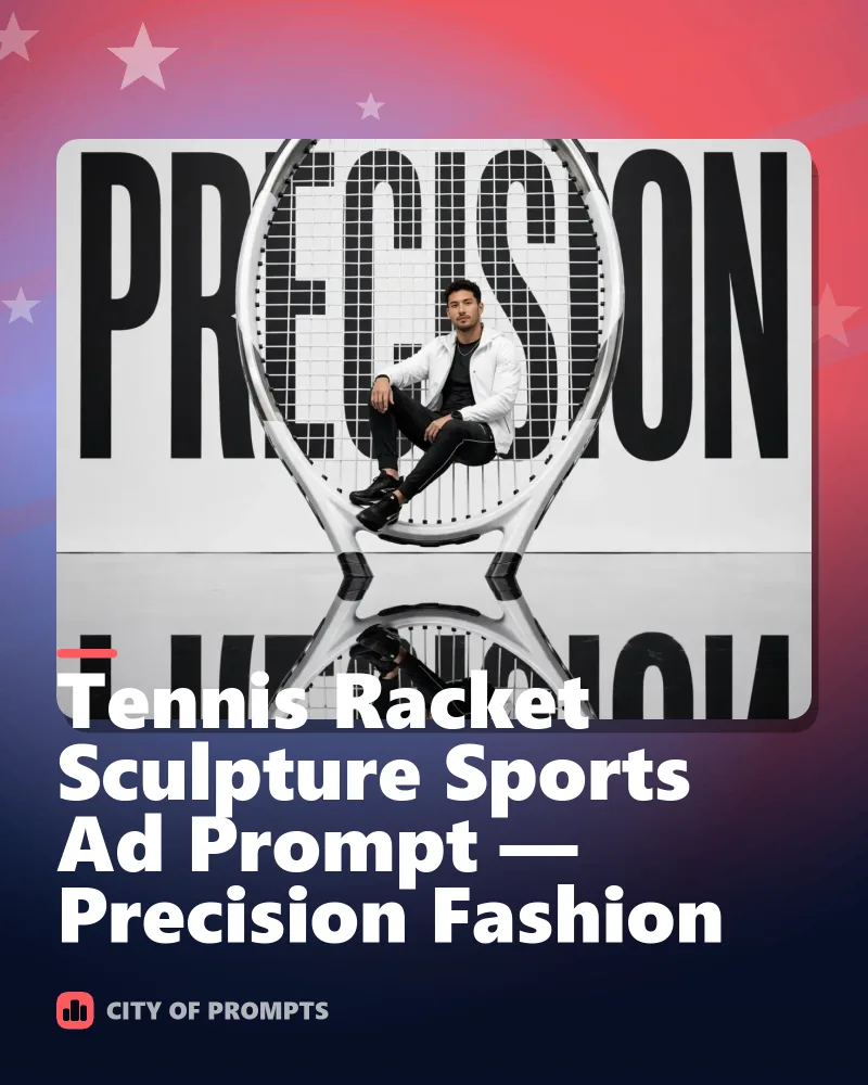 Cover image for Tennis Racket Sculpture Sports Ad Prompt — Precision Fashion