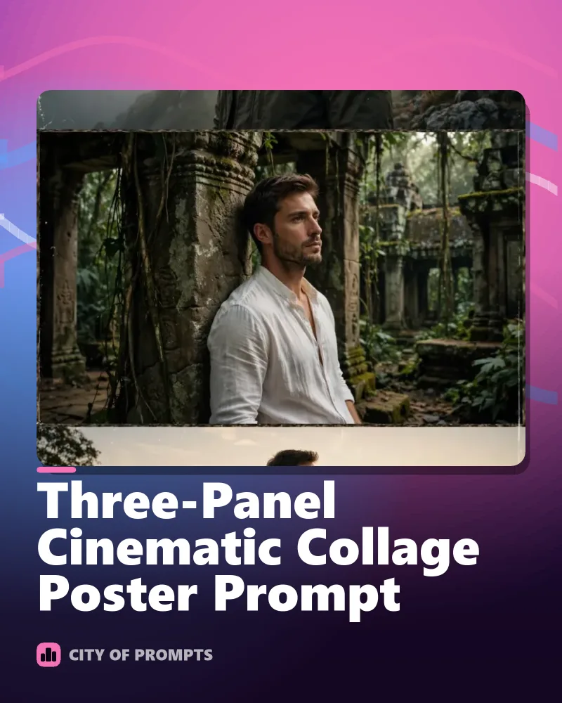 Cover image for Three-Panel Cinematic Collage Poster Prompt