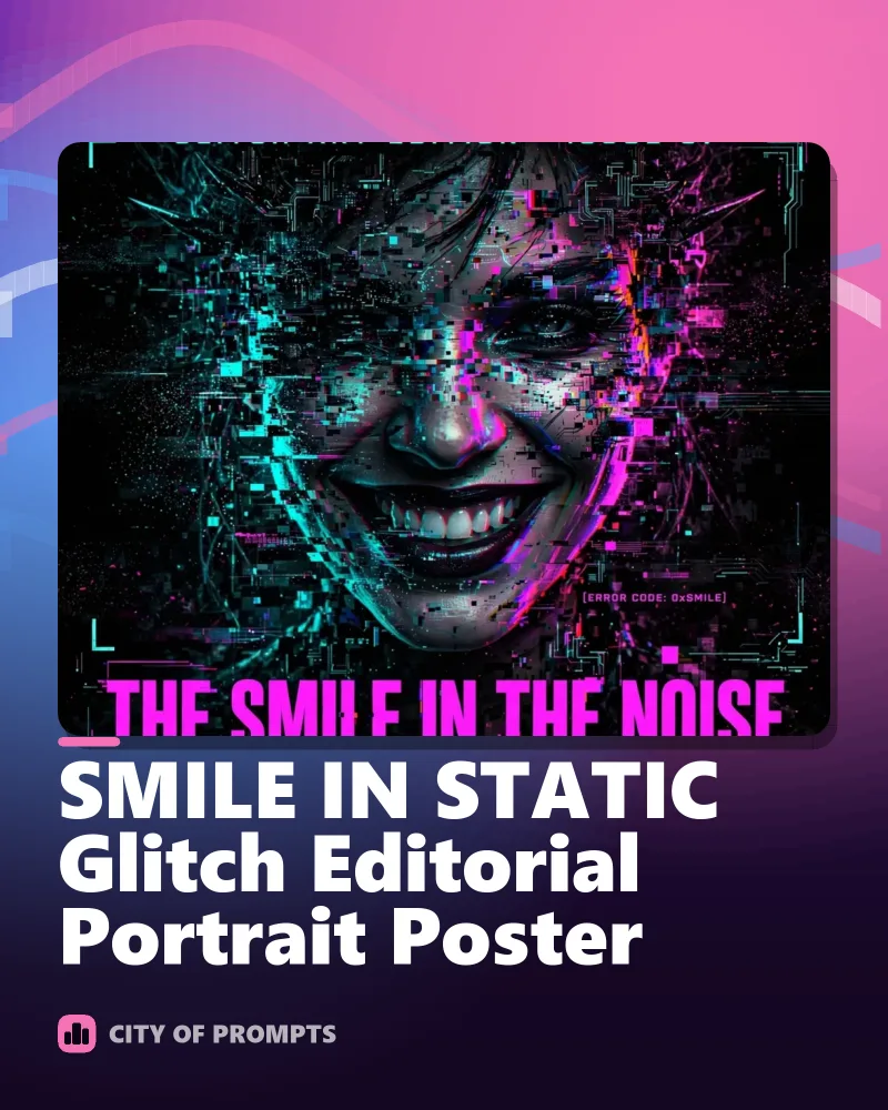 Cover image for SMILE IN STATIC Glitch Editorial Portrait Poster