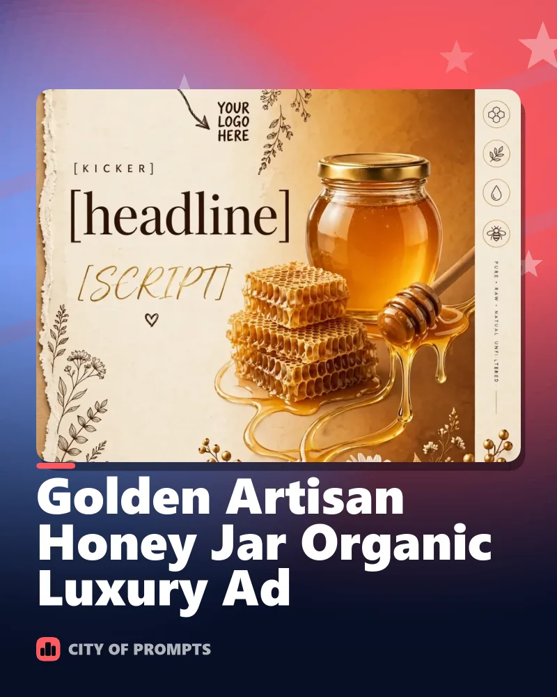 Cover image for Golden Artisan Honey Jar Organic Luxury Ad