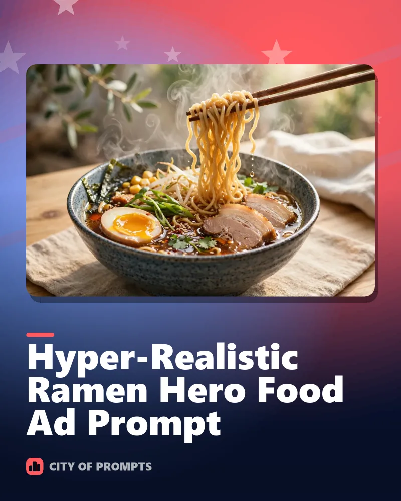 Cover image for Hyper-Realistic Ramen Hero Food Ad Prompt
