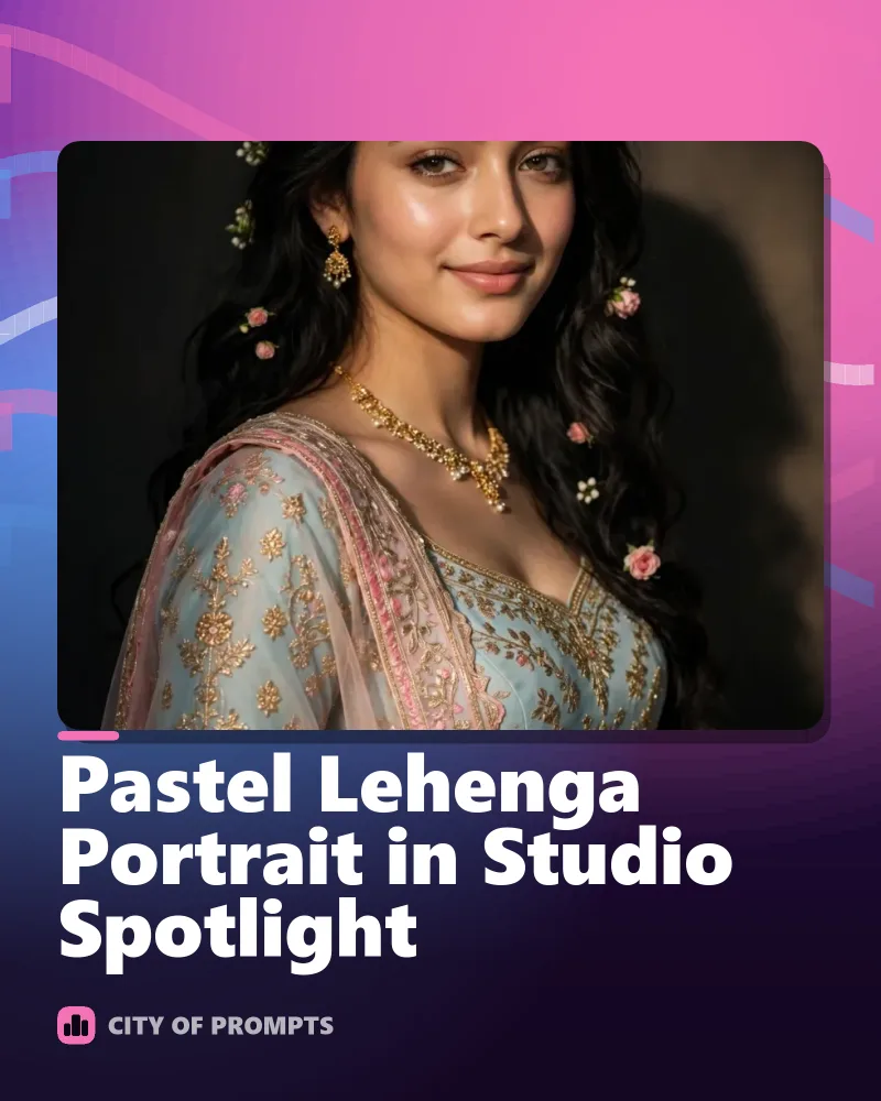 Cover image for Pastel Lehenga Portrait in Studio Spotlight