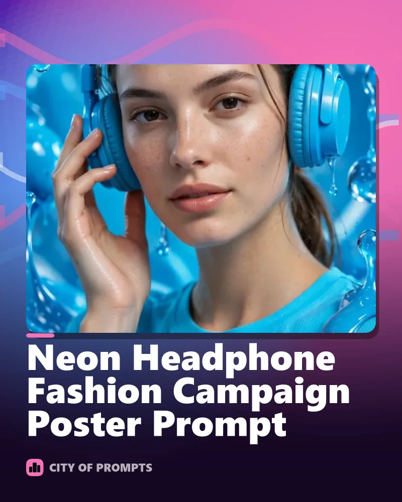 Cover image for Neon Headphone Fashion Campaign Poster Prompt