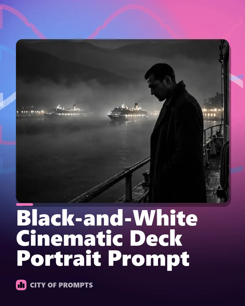 Cover image for Black-and-White Cinematic Deck Portrait Prompt