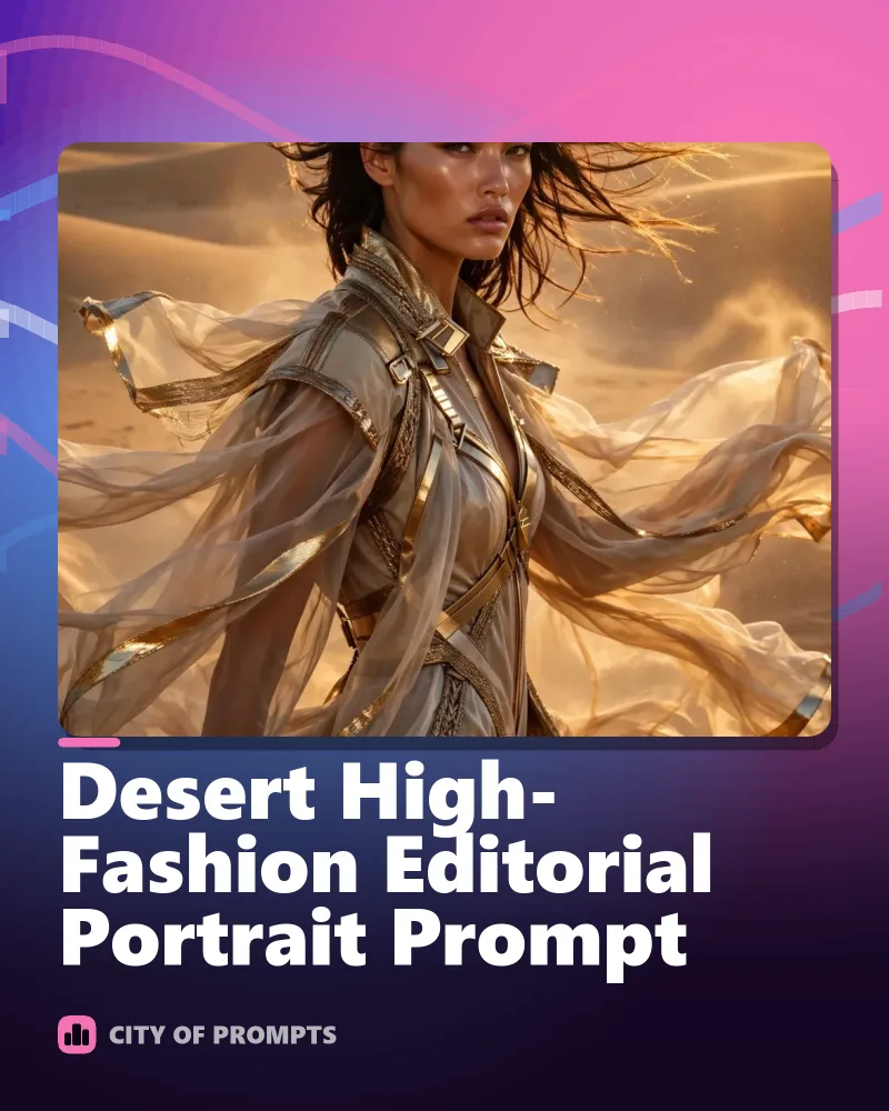 Cover image for Desert High-Fashion Editorial Portrait Prompt