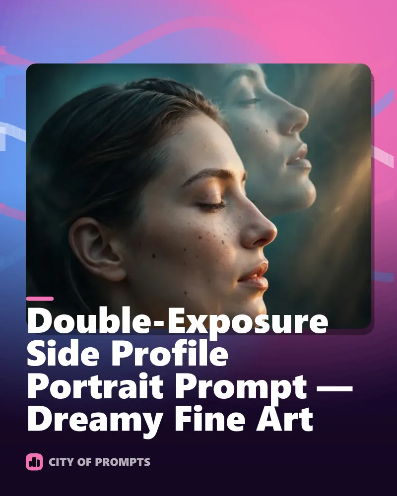 Cover image for Double-Exposure Side Profile Portrait Prompt — Dreamy Fine Art
