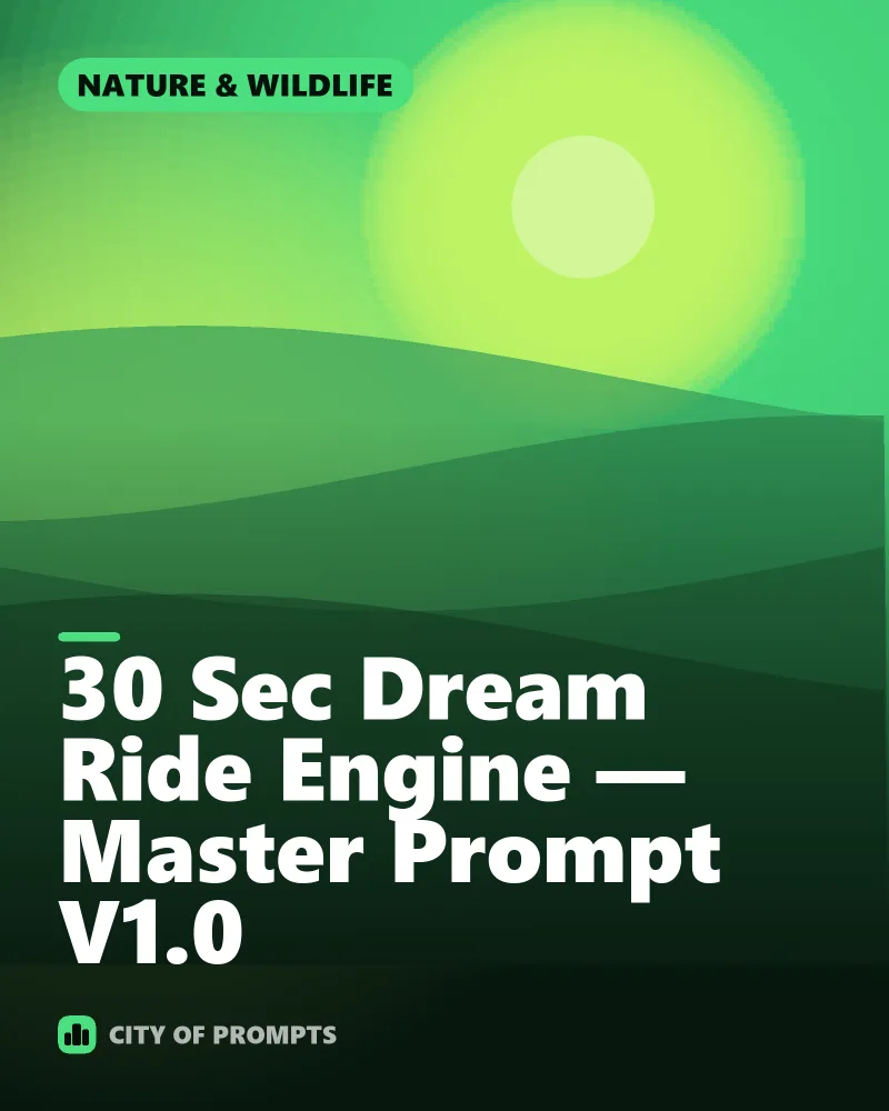 Cover image for 30 Sec Dream Ride Engine — Master Prompt V1.0