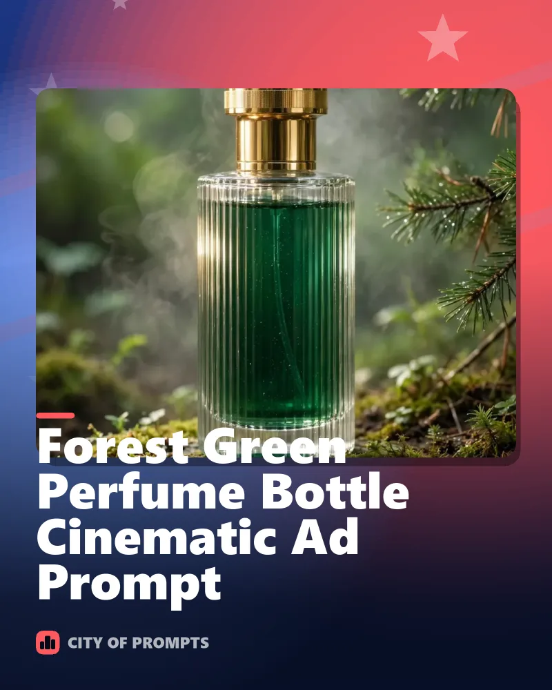 Cover image for Forest Green Perfume Bottle Cinematic Ad Prompt