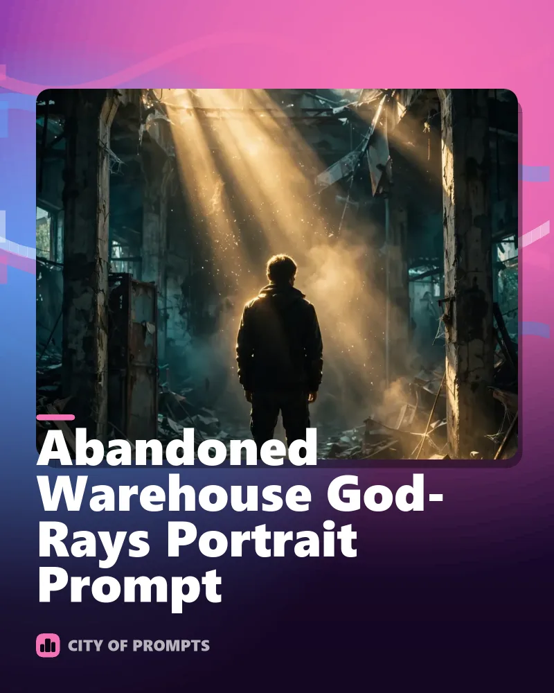 Cover image for Abandoned Warehouse God-Rays Portrait Prompt