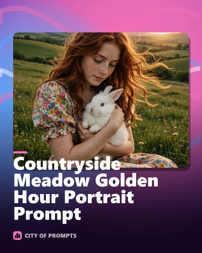 Cover image for Countryside Meadow Golden Hour Portrait Prompt
