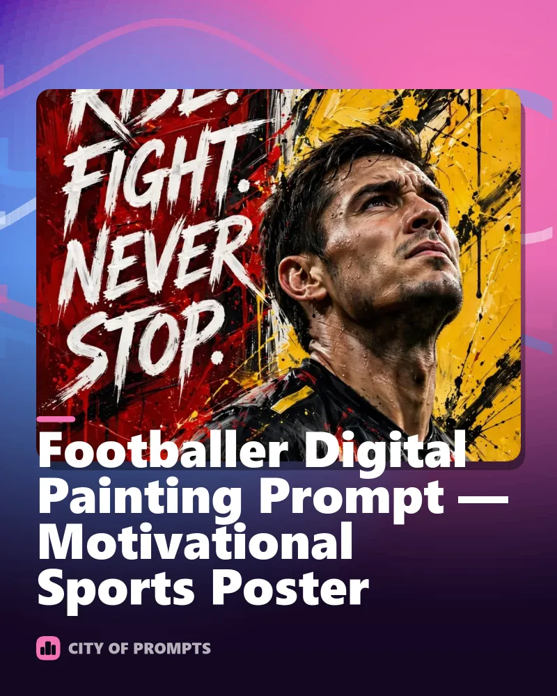 Cover image for Footballer Digital Painting Prompt — Motivational Sports Poster