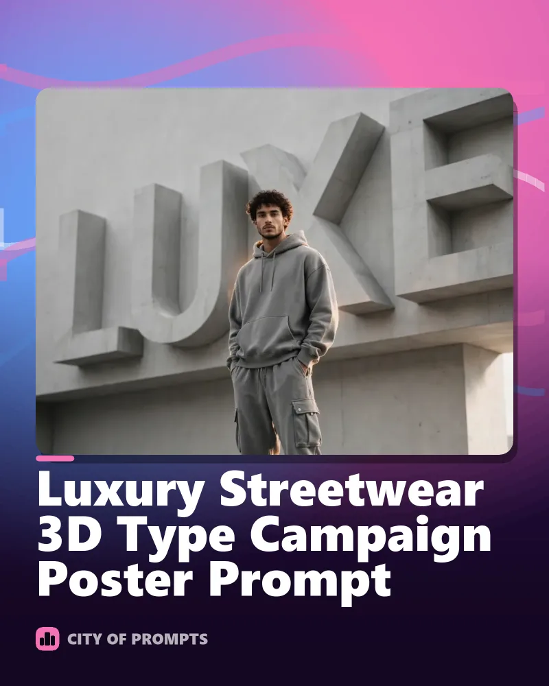Cover image for Luxury Streetwear 3D Type Campaign Poster Prompt