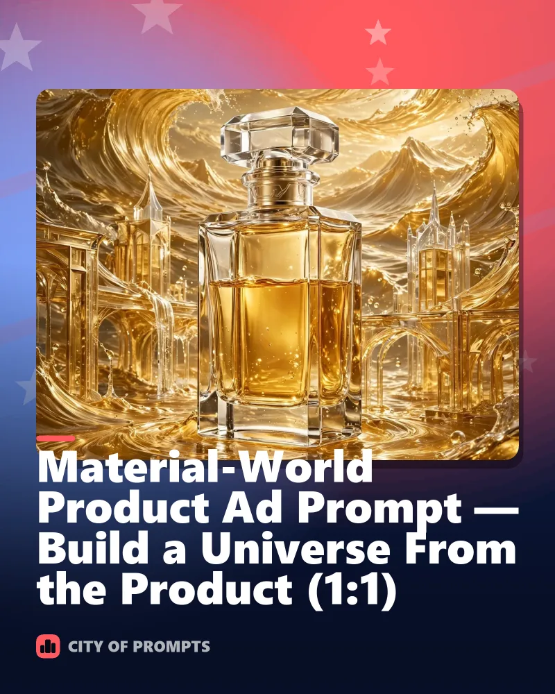 Cover image for Material-World Product Ad Prompt — Build a Universe From the Product (1:1)