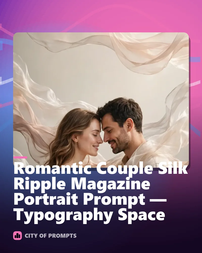 Cover image for Romantic Couple Silk Ripple Magazine Portrait Prompt — Typography Space