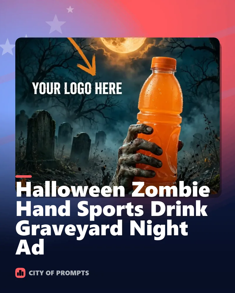 Cover image for Halloween Zombie Hand Sports Drink Graveyard Night Ad