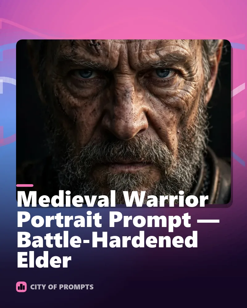 Cover image for Medieval Warrior Portrait Prompt — Battle-Hardened Elder