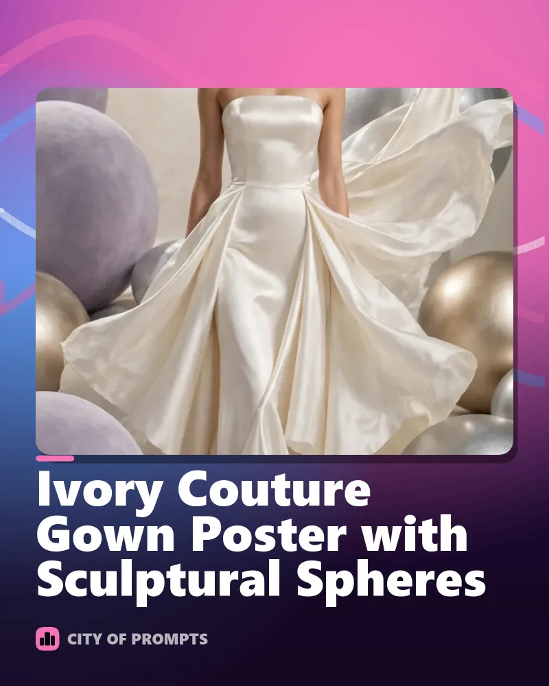 Cover image for Ivory Couture Gown Poster with Sculptural Spheres