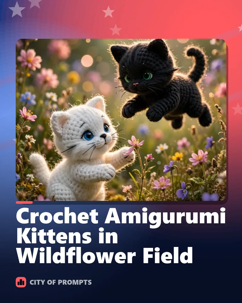 Cover image for Crochet Amigurumi Kittens in Wildflower Field