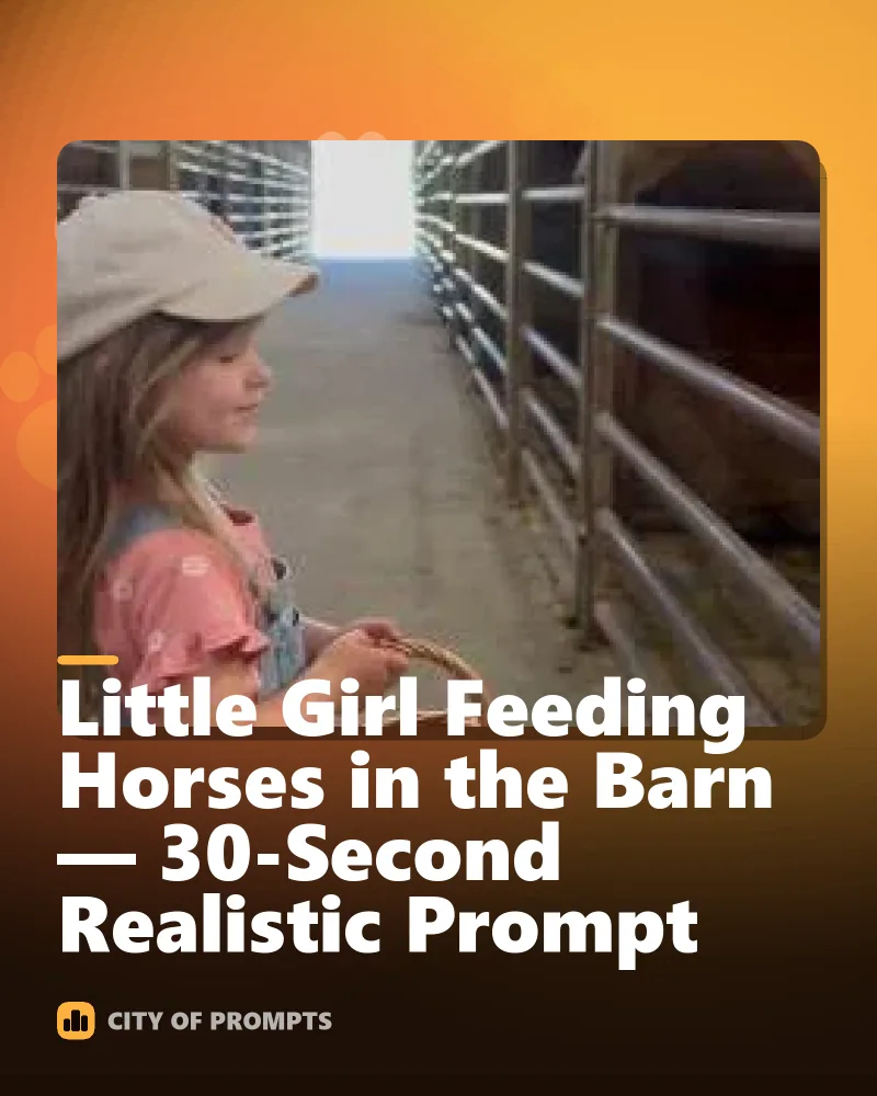 Cover image for Little Girl Feeding Horses in the Barn — 30-Second Realistic Prompt