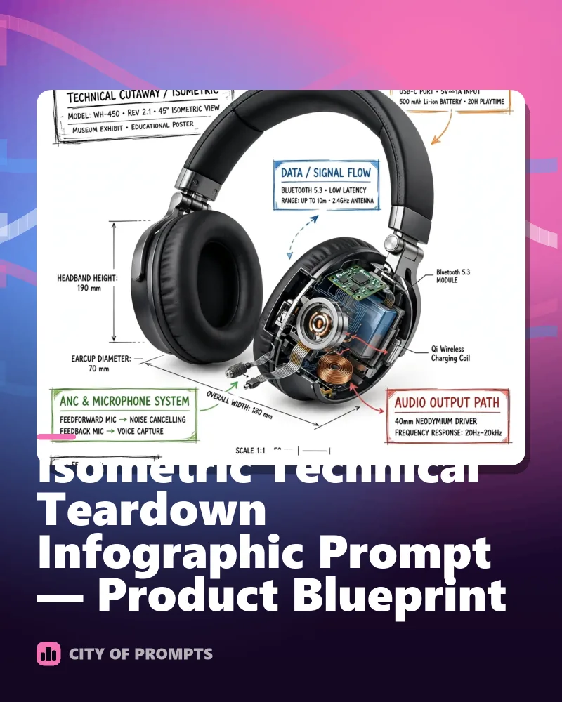 Cover image for Isometric Technical Teardown Infographic Prompt — Product Blueprint