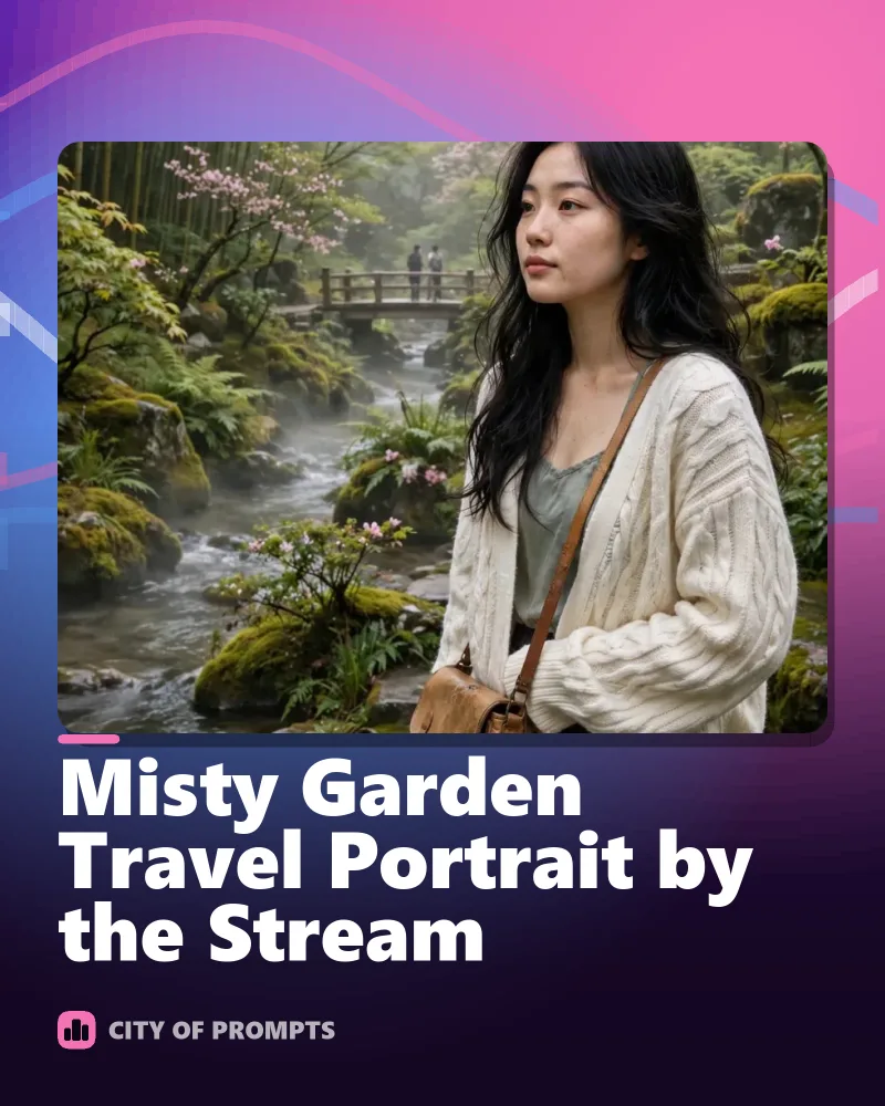 Cover image for Misty Garden Travel Portrait by the Stream