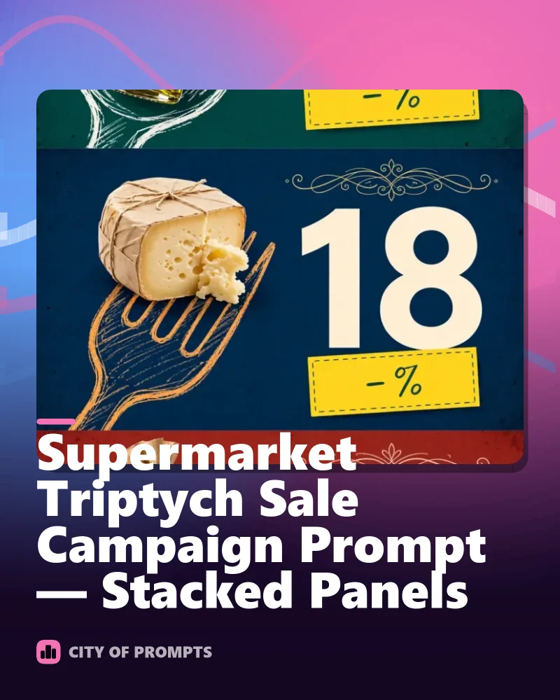 Cover image for Supermarket Triptych Sale Campaign Prompt — Stacked Panels