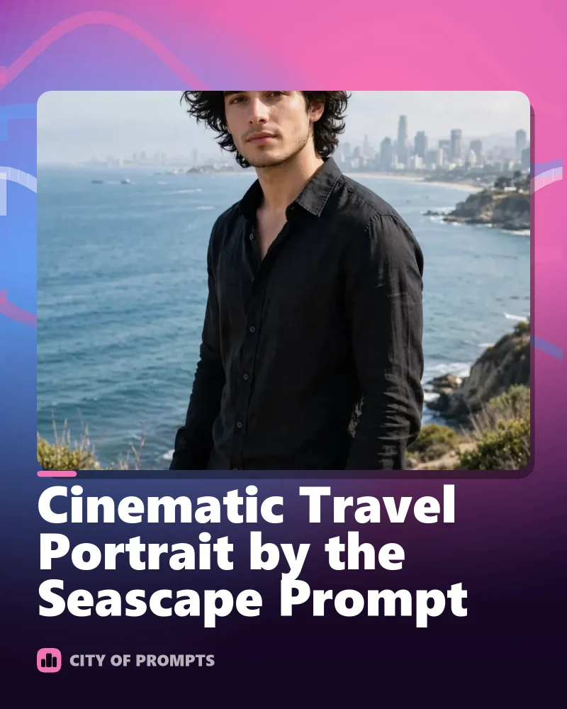 Cover image for Cinematic Travel Portrait by the Seascape Prompt