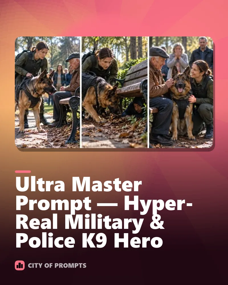 Cover image for Ultra Master Prompt — Hyper-Real Military & Police K9 Hero