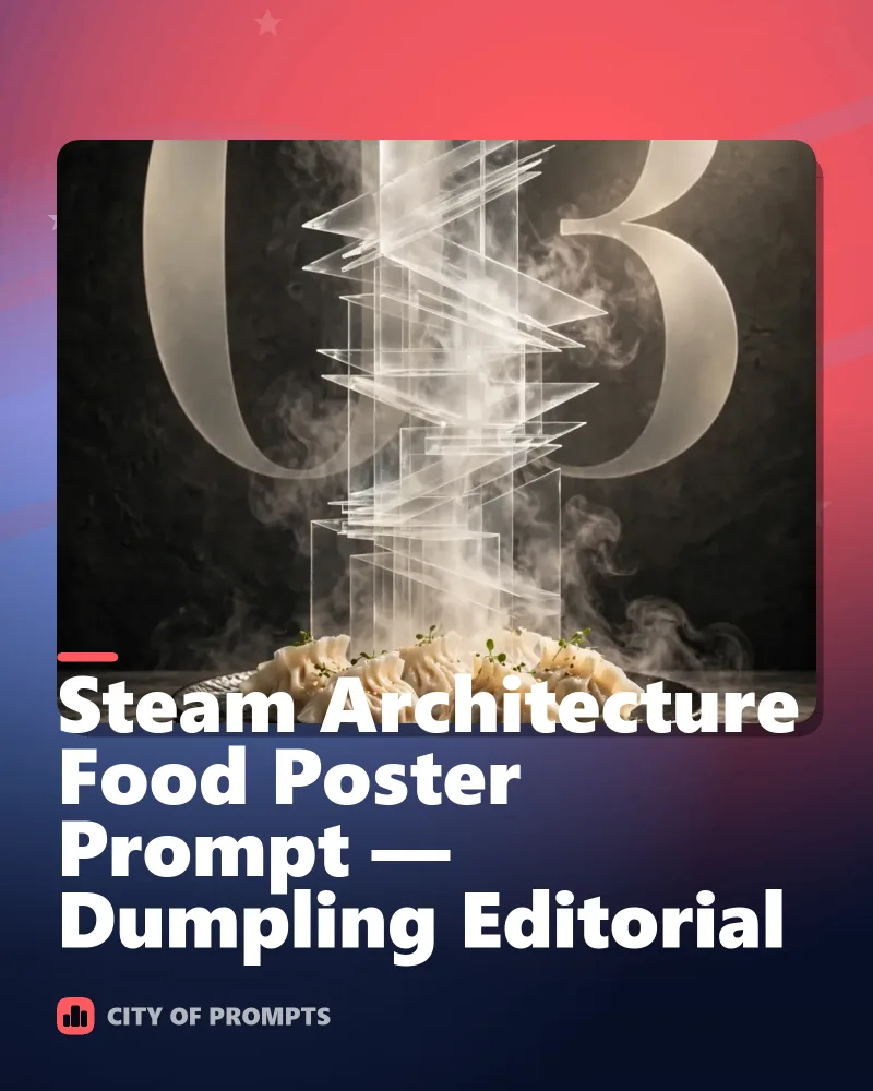 Cover image for Steam Architecture Food Poster Prompt — Dumpling Editorial