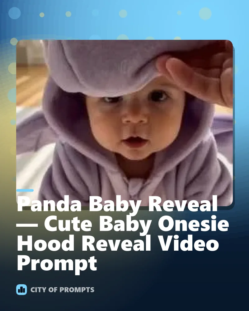 Cover image for Panda Baby Reveal — Cute Baby Onesie Hood Reveal Video Prompt