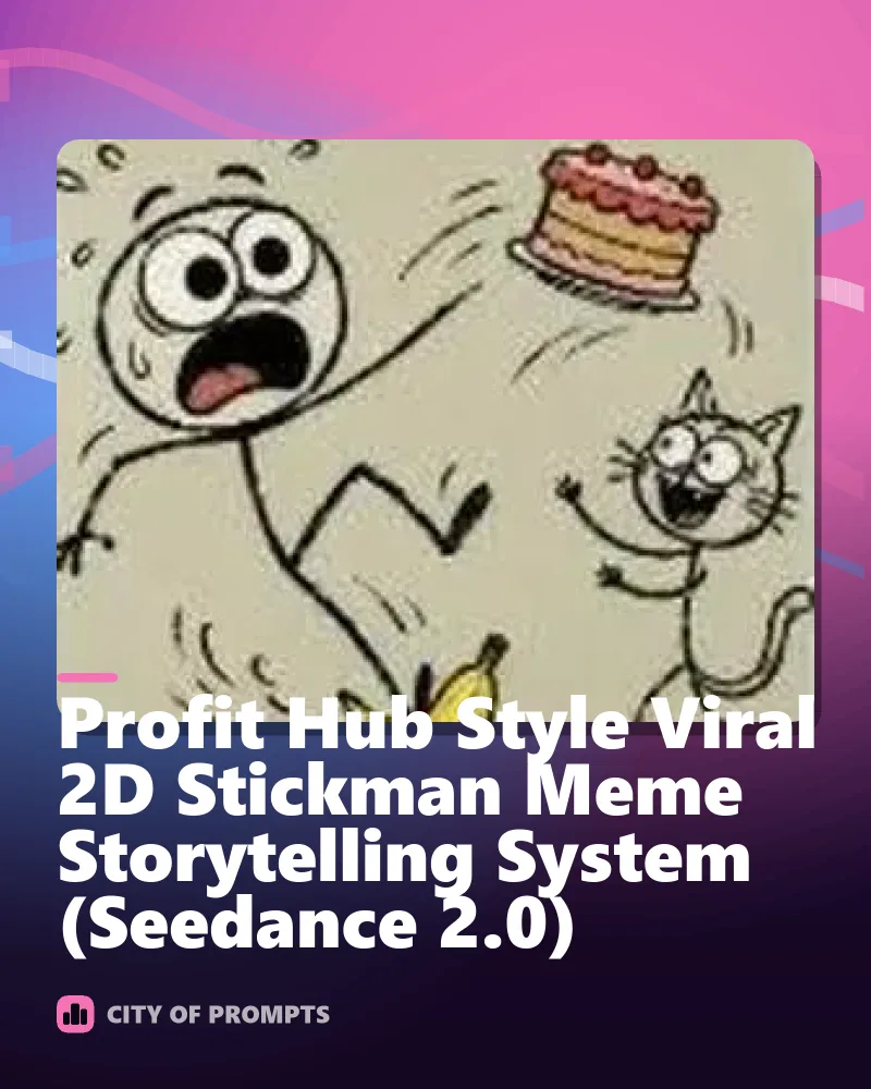 Cover image for Profit Hub Style Viral 2D Stickman Meme Storytelling System (Seedance 2.0)