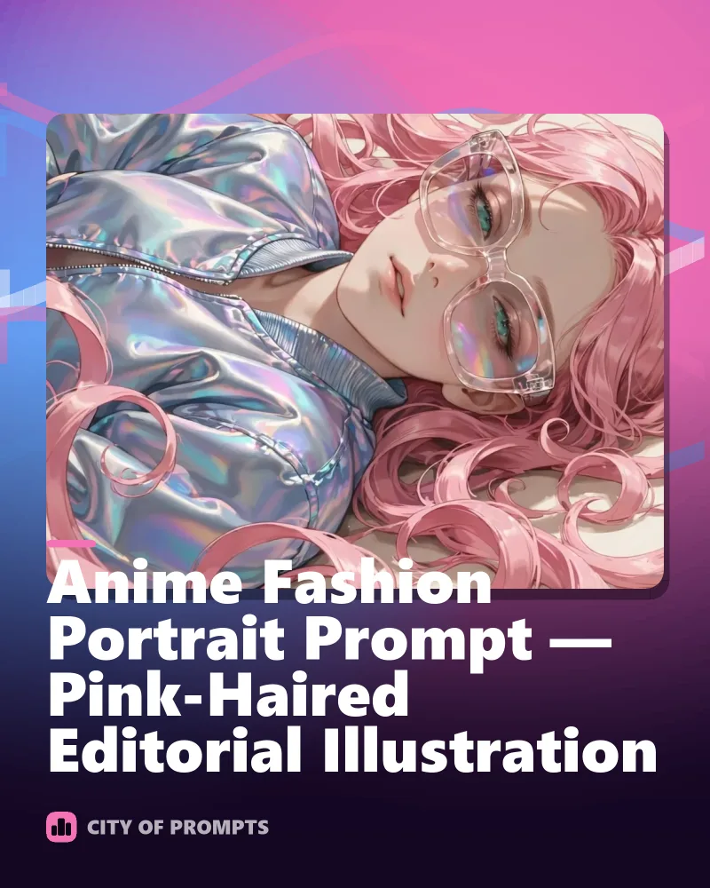 Cover image for Anime Fashion Portrait Prompt — Pink-Haired Editorial Illustration