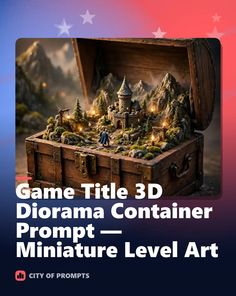 Cover image for Game Title 3D Diorama Container Prompt — Miniature Level Art