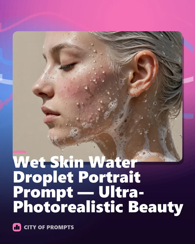 Cover image for Wet Skin Water Droplet Portrait Prompt — Ultra-Photorealistic Beauty