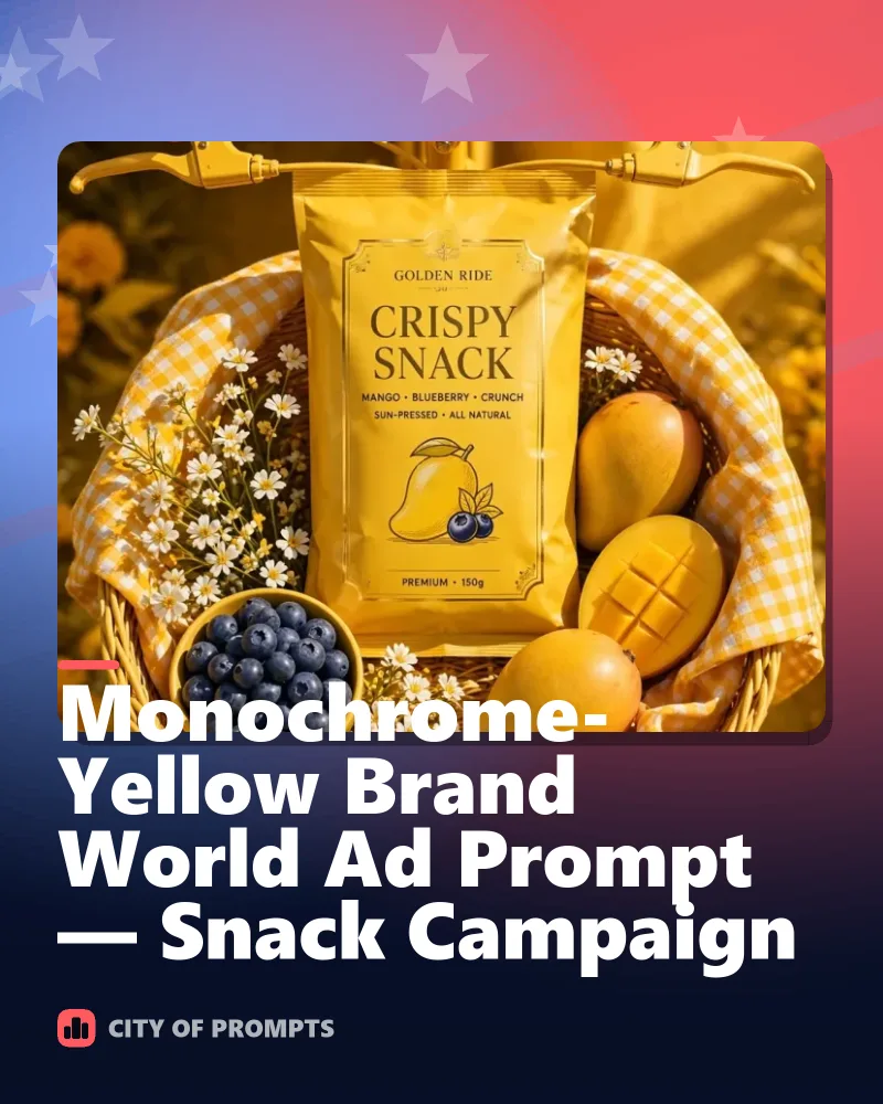 Cover image for Monochrome-Yellow Brand World Ad Prompt — Snack Campaign
