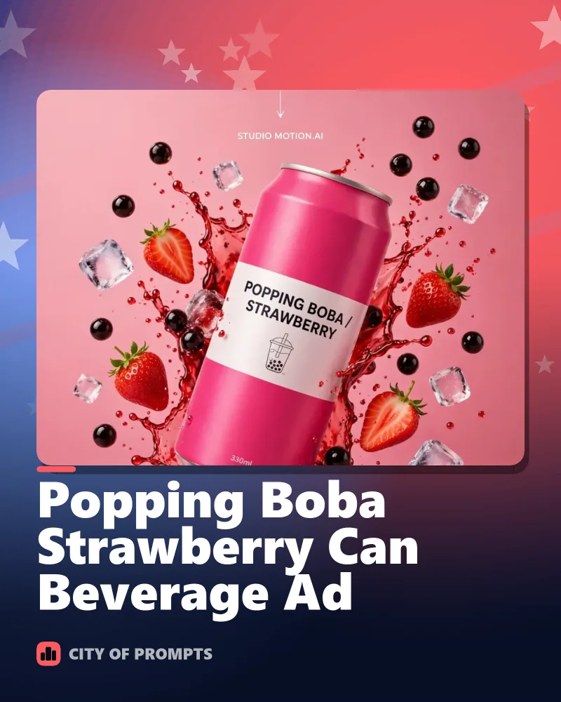 Cover image for Popping Boba Strawberry Can Beverage Ad