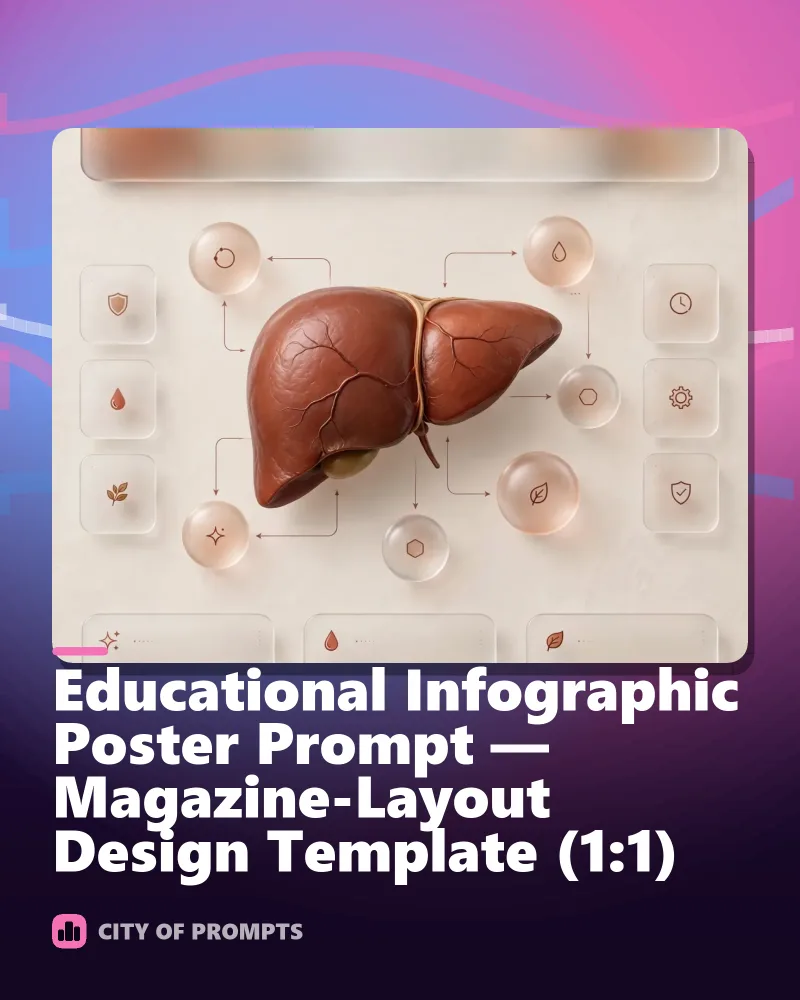 Cover image for Educational Infographic Poster Prompt — Magazine-Layout Design Template (1:1)