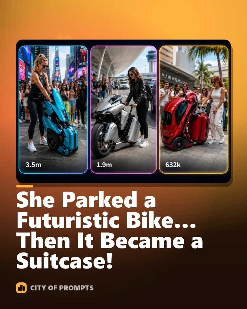 Cover image for She Parked a Futuristic Bike… Then It Became a Suitcase!