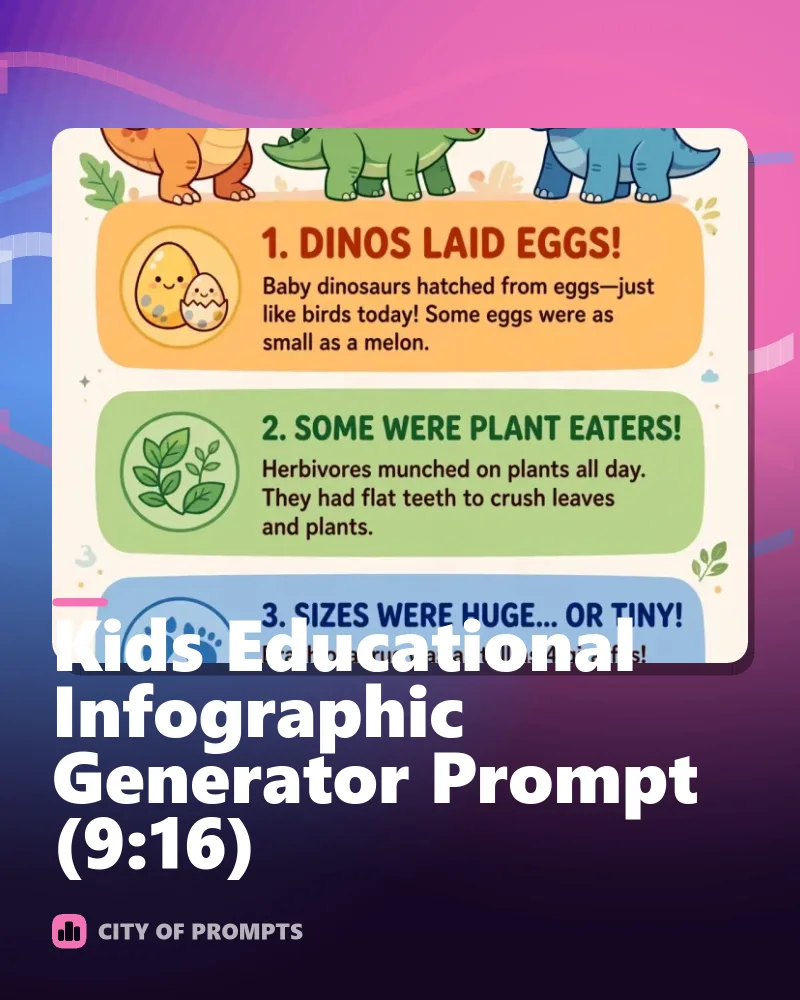 Cover image for Kids Educational Infographic Generator Prompt (9:16)