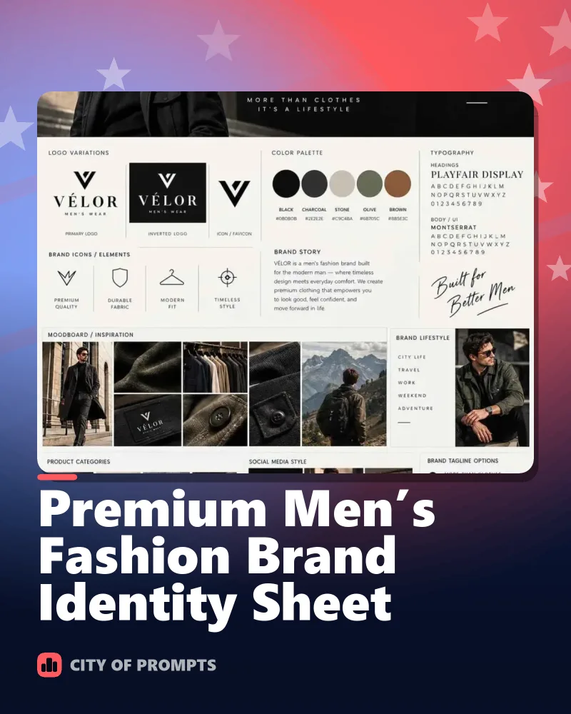 Cover image for Premium Men’s Fashion Brand Identity Sheet