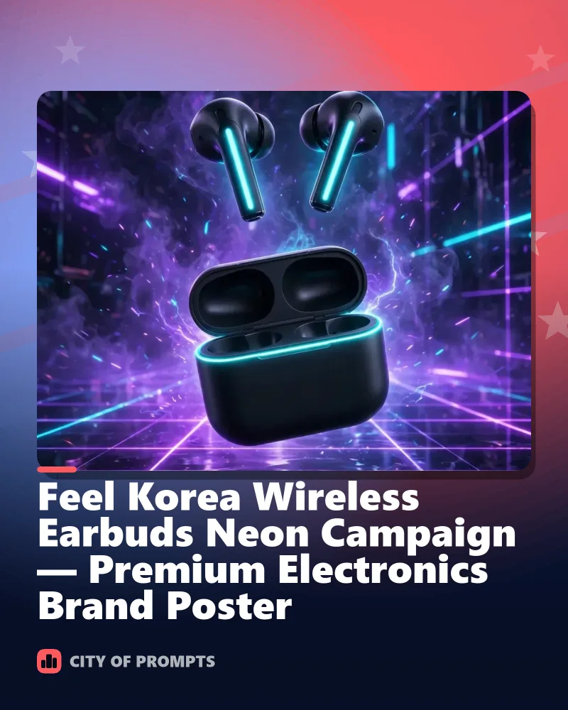 Cover image for Feel Korea Wireless Earbuds Neon Campaign — Premium Electronics Brand Poster