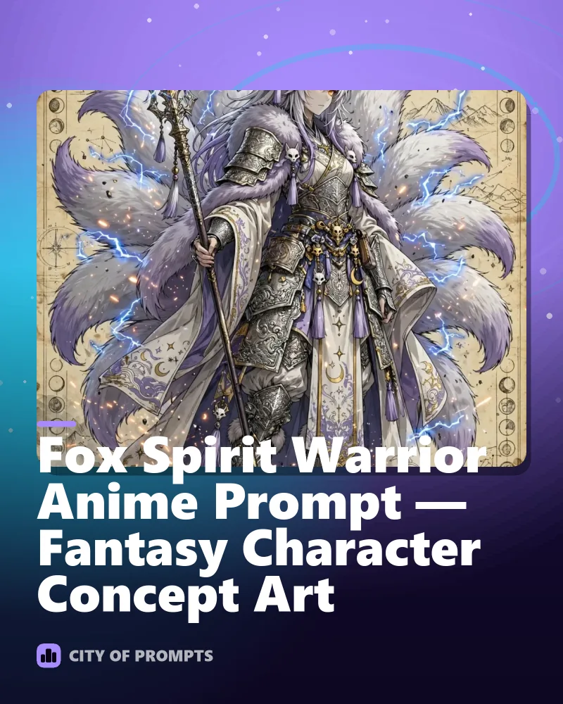 Cover image for Fox Spirit Warrior Anime Prompt — Fantasy Character Concept Art