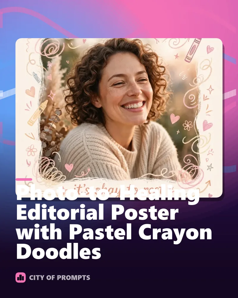 Cover image for Photo-to-Healing Editorial Poster with Pastel Crayon Doodles