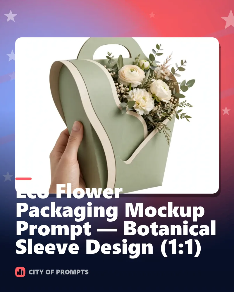 Cover image for Eco Flower Packaging Mockup Prompt — Botanical Sleeve Design (1:1)
