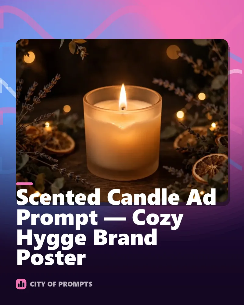 Cover image for Scented Candle Ad Prompt — Cozy Hygge Brand Poster