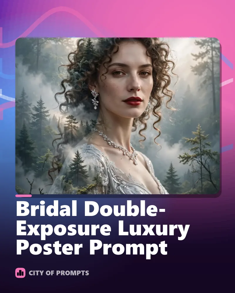 Cover image for Bridal Double-Exposure Luxury Poster Prompt